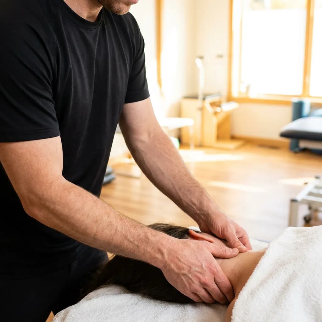 Manuelle Therapie an der Wirbelsäule durch Physiotherapeut – gezielte Mobilisation